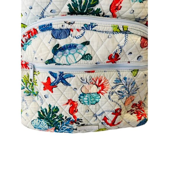 Vera Bradley Sea Life Quilted Backpack Coral Turtle Seahorse Ocean Print Bag - Picture 9 of 16